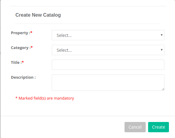 create catalog modal